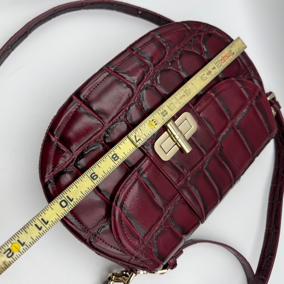 Brahmin Cynthia Merlot Nerina Burgundy Croc Embossed Leather Crossbody Bag - Picture 11 of 14